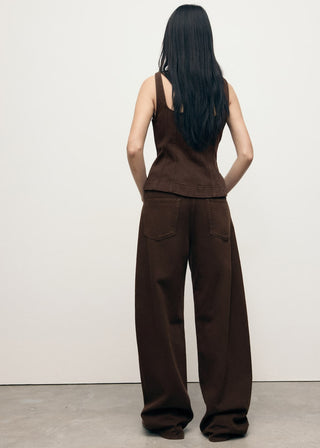 Jeans Barrel Talle Medio con Bolsillos