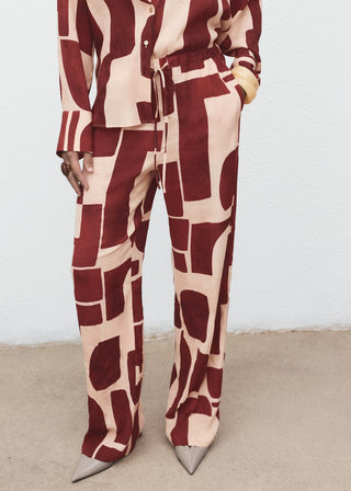 Pantalón Recto Estampado Geométrico