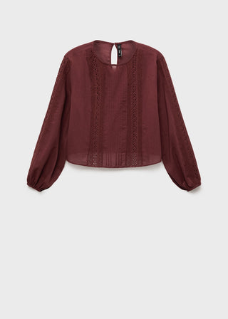 Blusa Manga Abullonada con Bordado