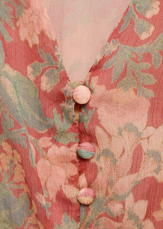 Vestido Manga Abullonada Estampado Floral