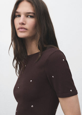 Sudadera Manga Corta con Detalle Tachuelas