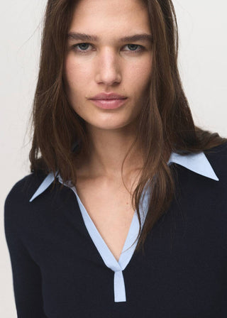 Sudadera Combinada con Cuello Camisero