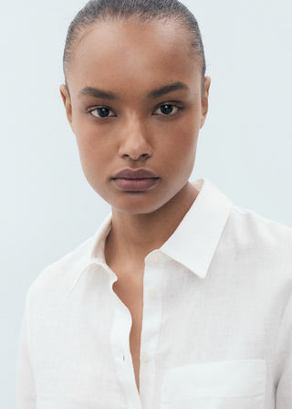 Camisa Manga Larga con Bolsillo de Lino