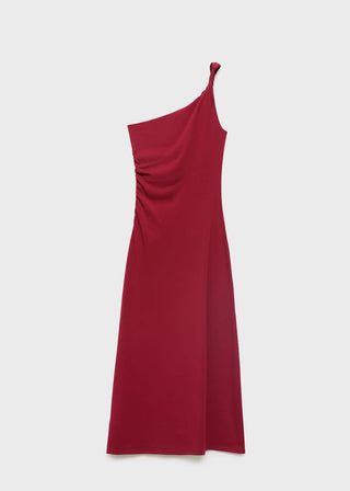 Vestido Asimétrico con Tirante Fruncido