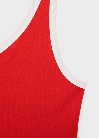 Camiseta Asimétrica con Ribete en Contraste