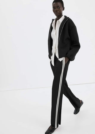 Pantalón con Cintura Elástica de Rayas Combinadas