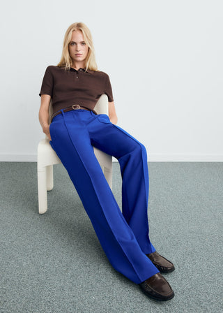 Pantalón Recto Talle Medio con Bolsillos