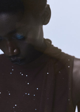 Blusa Efecto Fular con Brillos