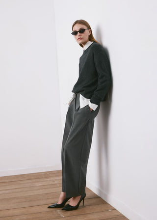 Pleated Mid-Rise Trousers with Pockets