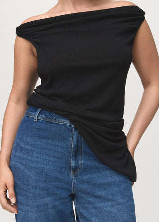 Jeans Culotte Talle Alto con Bolsillos