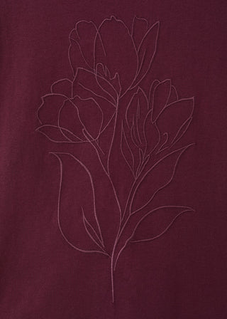 Camiseta Manga Corta con Bordado Floral