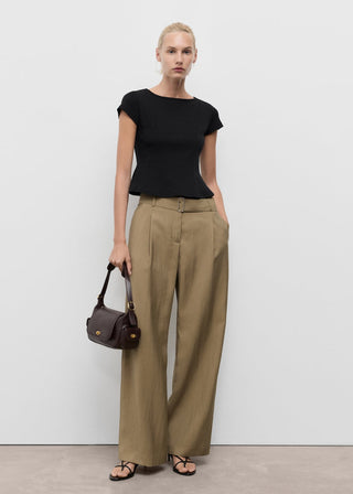 Camiseta Corte Peplum de Algodón