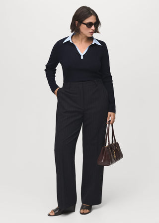 Sudadera Combinada con Cuello Camisero