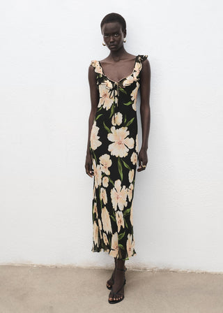 Vestido con Detalle Volante Estampado Floral