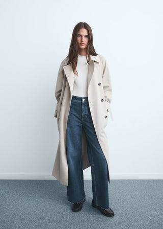 Jeans Culotte Talle Alto con Bolsillos