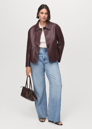 Chaqueta Efecto Piel con Bolsillos