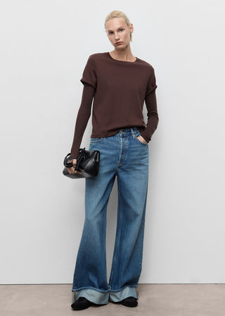 Jeans Wide Leg Talle Medio con Bolsillos