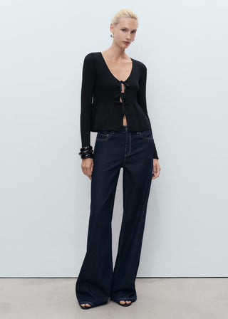 Cárdigan de Punto con Detalle Lazos