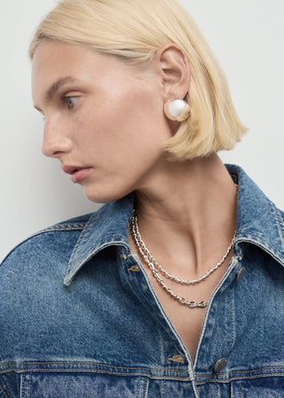 Chaqueta Denim Entallada con Bolsillos