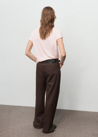 Camiseta Manga Corta con Bordado Floral