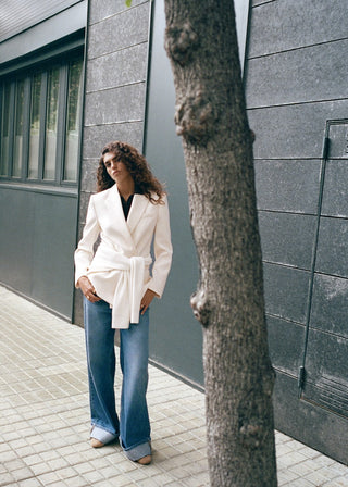 Jeans Wide Leg Talle Medio con Bolsillos