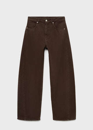 Jeans Barrel Talle Medio con Bolsillos