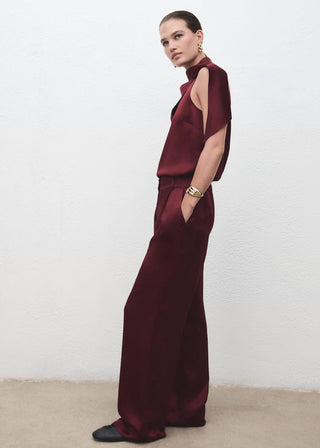 Pantalón Ancho Talle Medio de Satén