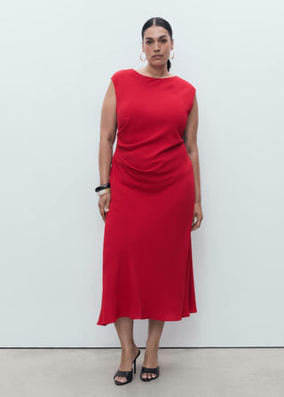 Vestido Midi con Detalle Fruncido