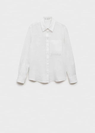 Camisa Manga Larga con Bolsillo de Lino