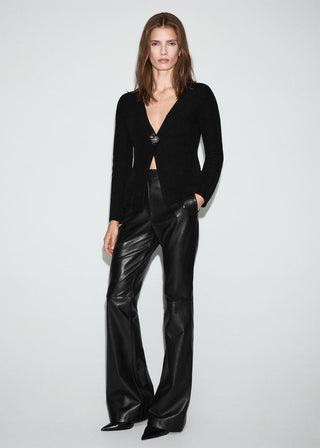 Cárdigan de Punto con Botón Joya