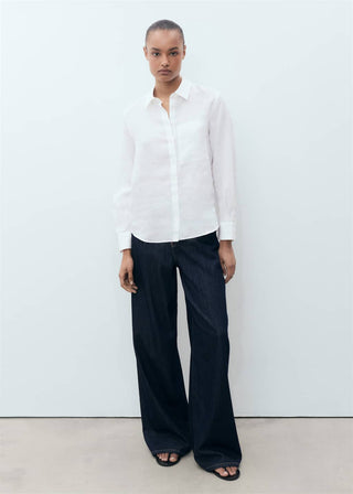 Camisa Manga Larga con Bolsillo de Lino