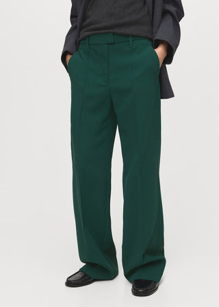 Pantalón Recto Talle Medio con Bolsillos