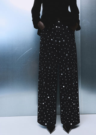 Jeans Talle Medio con Detalle Tachuelas