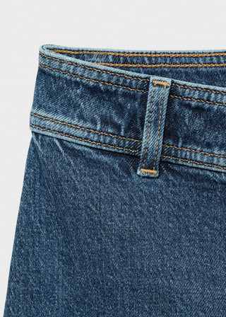 Jeans Culotte Talle Alto con Bolsillos