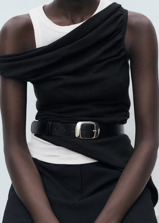 Cinturón con Hebilla Cuadrada Efecto Piel