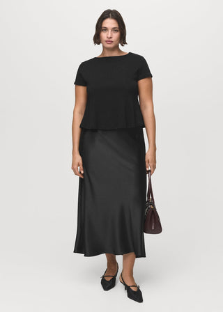 Camiseta Corte Peplum de Algodón