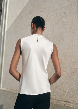 Blusa Satinada Cuello Drapeado