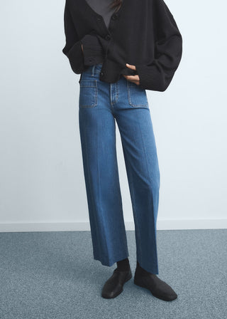 Jeans Wide Leg Talle Alto con Bolsillos