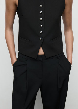 Pantalón Wide Leg con Detalle Plisado