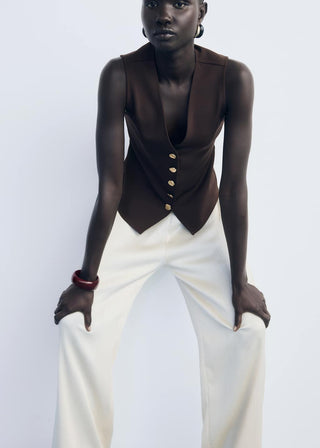 Chaleco Recto con Botones Joya