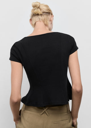 Camiseta Corte Peplum de Algodón