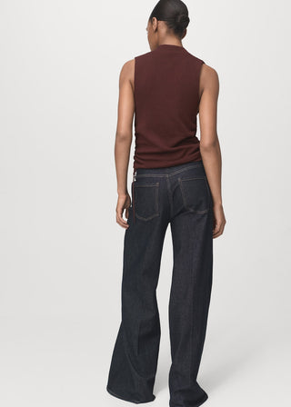 Blusa sin Mangas con Escote Drapeado