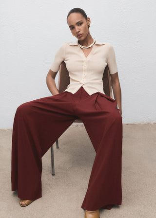Pantalón Wide Leg con Pinzas Delanteras