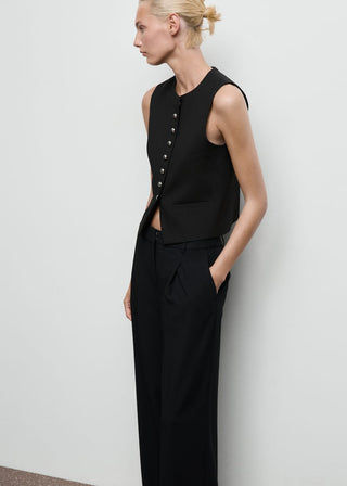 Pantalón Wide Leg con Detalle Plisado