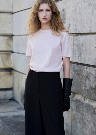 Sudadera Manga Corta con Lentejuelas