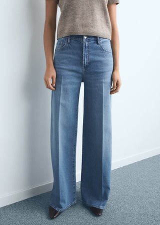 Jeans Wide Leg Talle Alto con Bolsillos