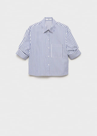 Camisa Crop con Estampado Rayas