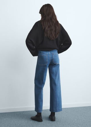 Jeans Wide Leg Talle Alto con Bolsillos