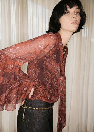 Blusa Manga Larga con Estampado Paisley