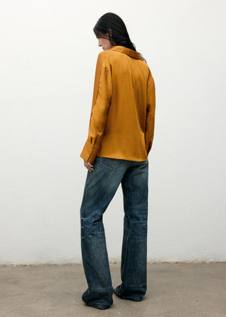 Camisa Cruzada con Tejido Satinado